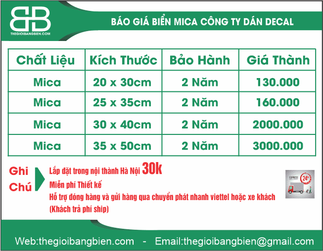 Biển công ty phòng ban mọi chất liệu giá thành rẻ, chất lượng 26 báo giá biển mica công ty dán decal